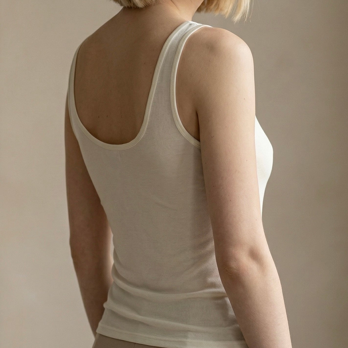 Silk Blend Tank — Cream