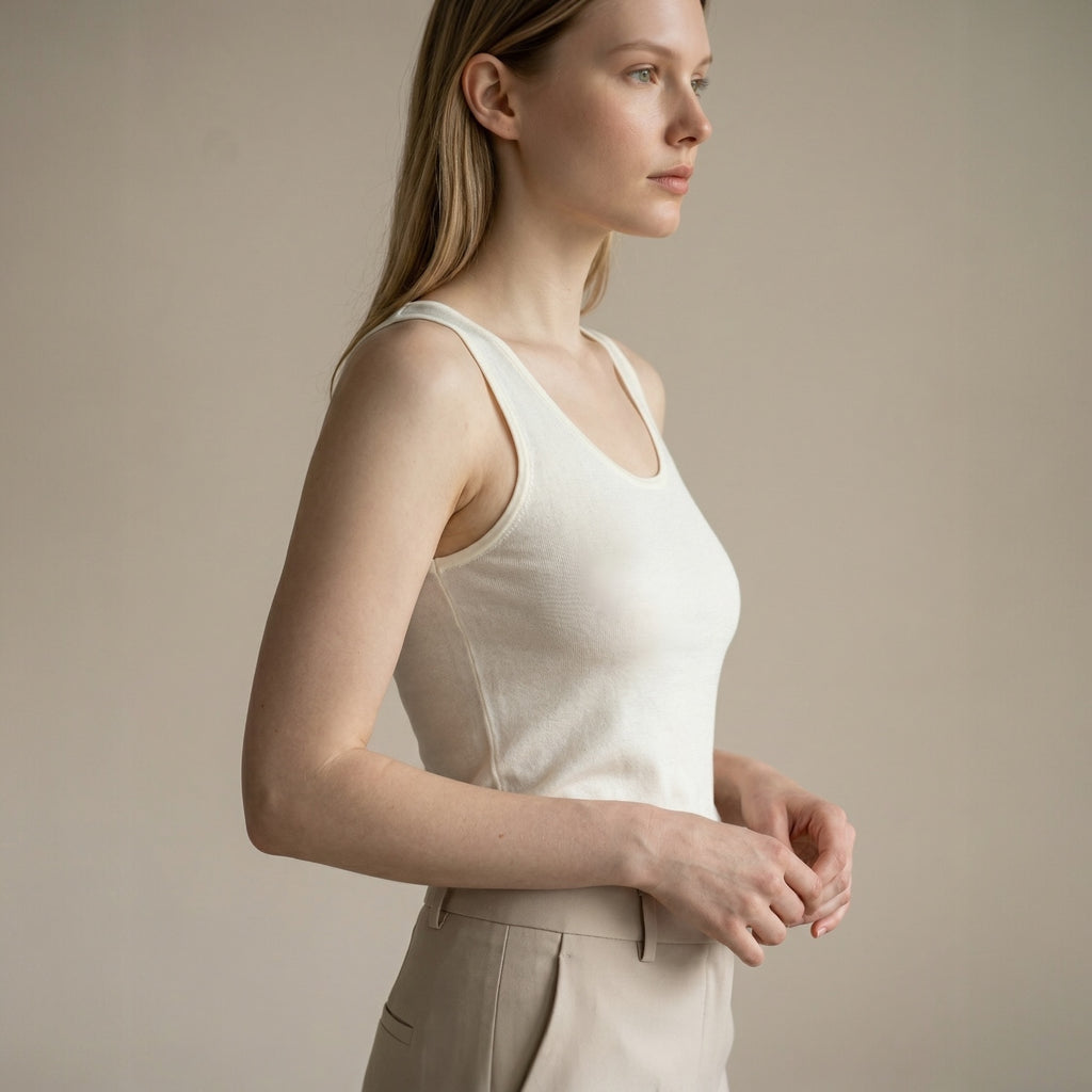 Silk Blend Tank — Cream