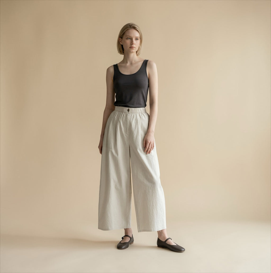 PIMA COTTON TROUSER — CHALK
