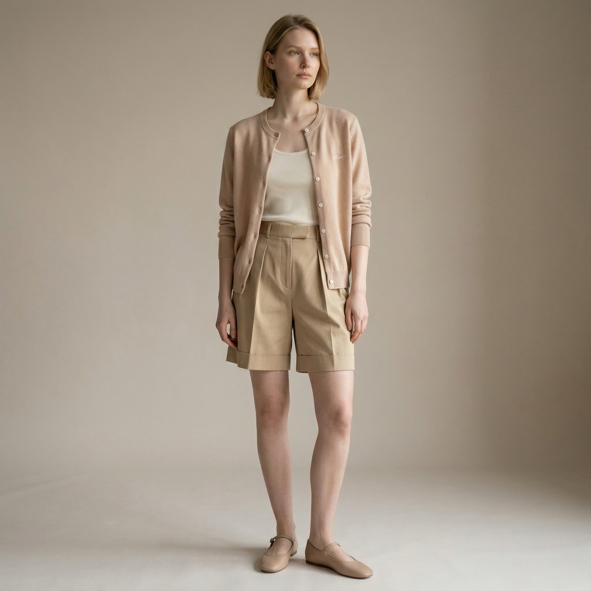 THE ELIAN CARDIGAN — SAND