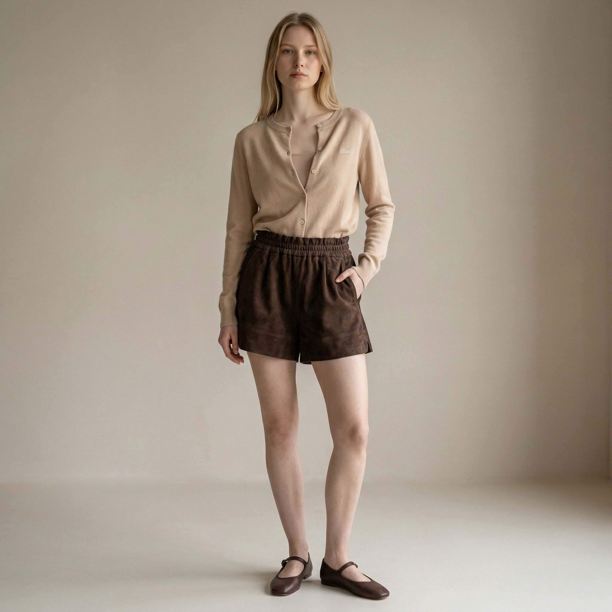 THE ELIAN CARDIGAN — SAND