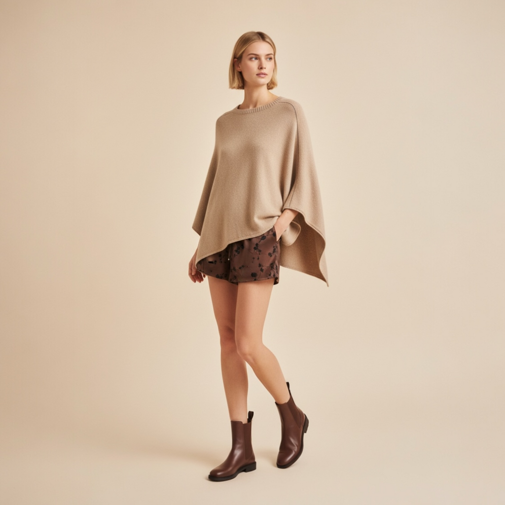 BABY CASHMERE PONCHO — OAT