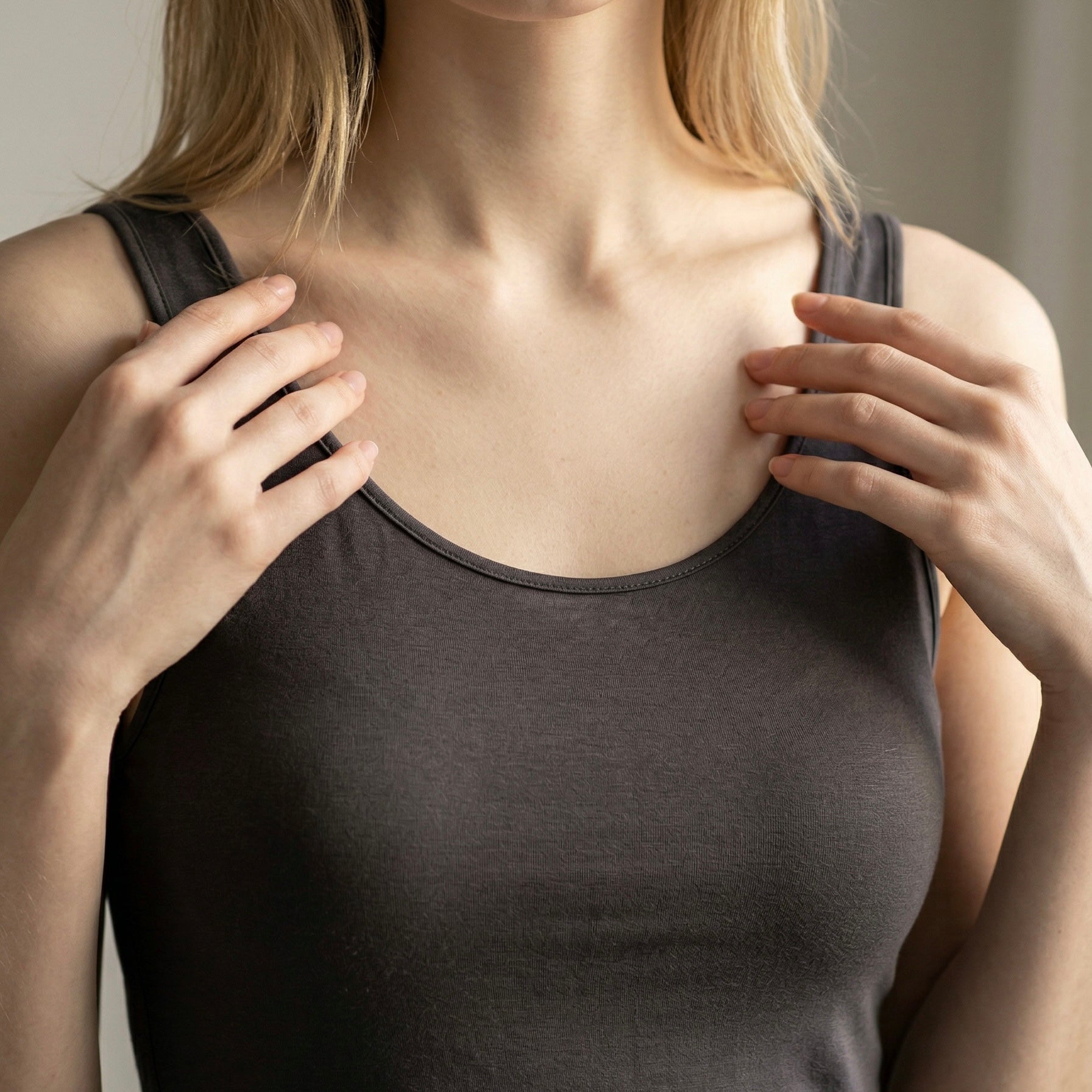 SILK BLEND TANK — CHARCOAL
