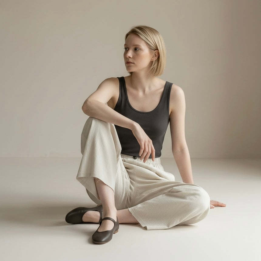 PIMA COTTON TROUSER — CHALK