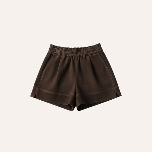 LAMBSKIN SUEDE SHORT — WALNUT